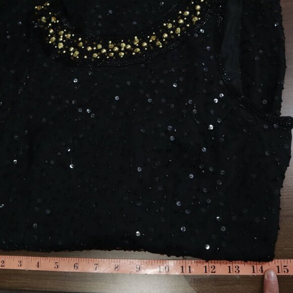 Stenay‎ Silk Beaded Dress Womens 8 Black Flapper Evening Wear Vintage 20's Style - Picture 13 of 16